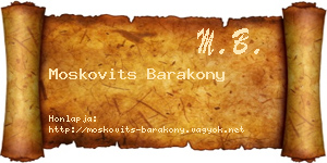 Moskovits Barakony névjegykártya